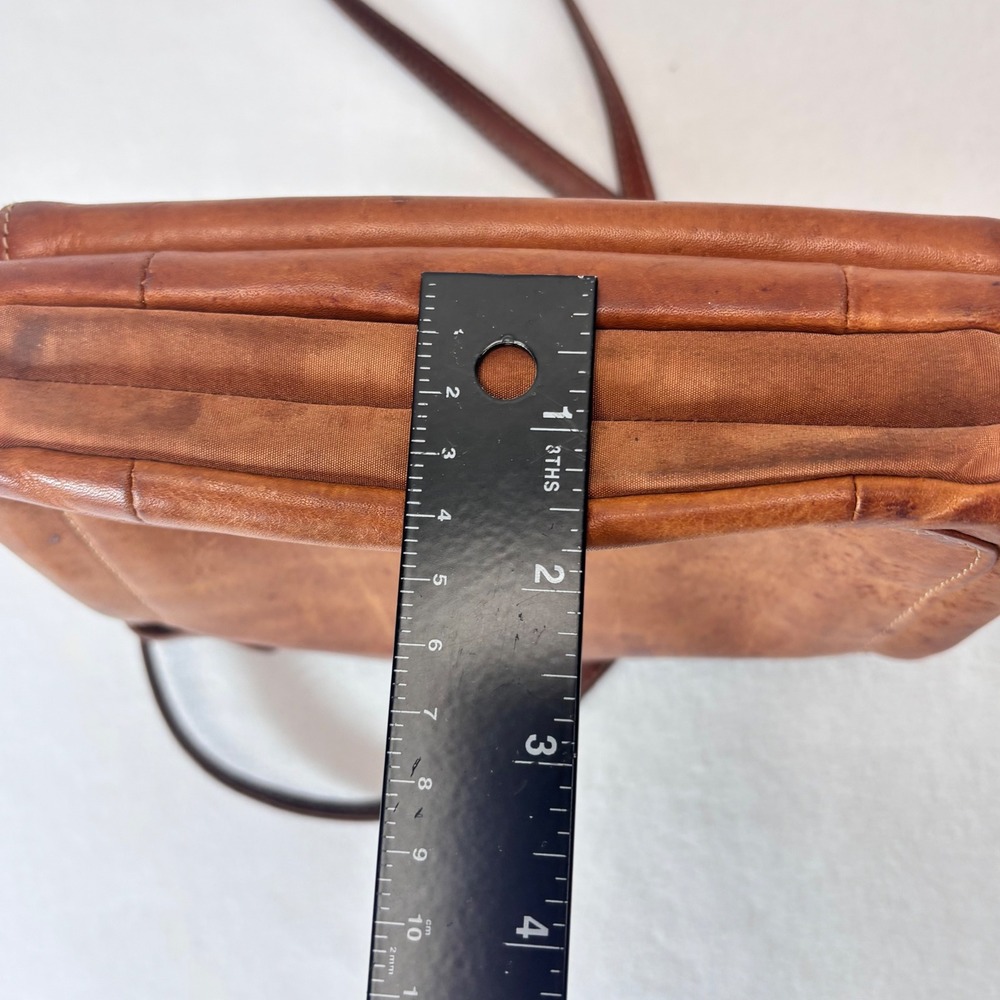 VTG Fossil Crossbody Bag Brown Leather Card Pocket Organizer Small Boho Hippie - Picture 7 of 12